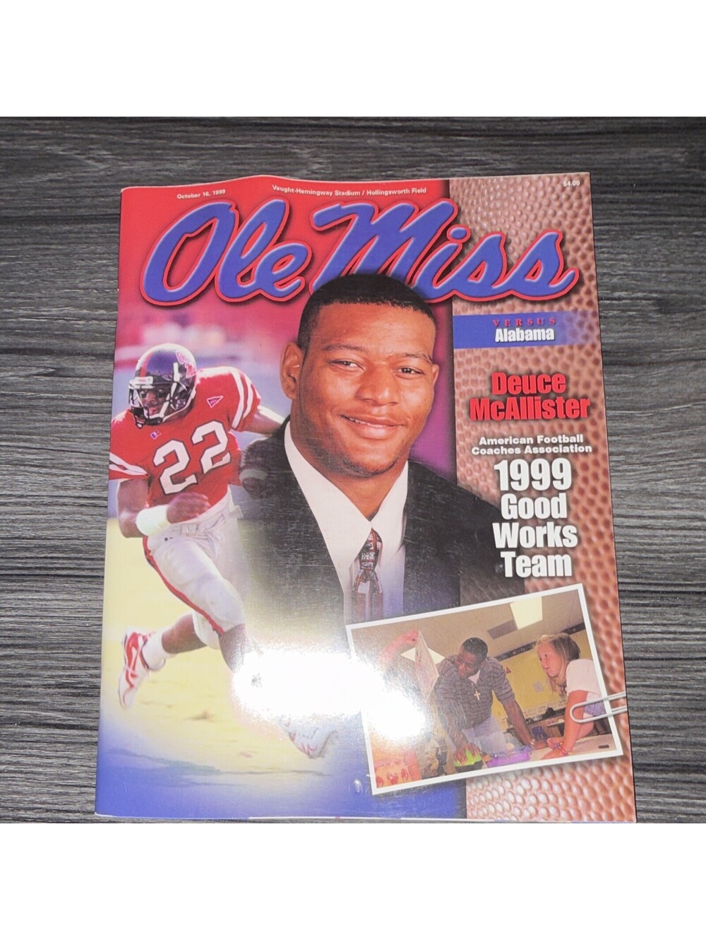 Ole Miss Rebels vs Alabama Football Program 1999 Deuce McAllister P10